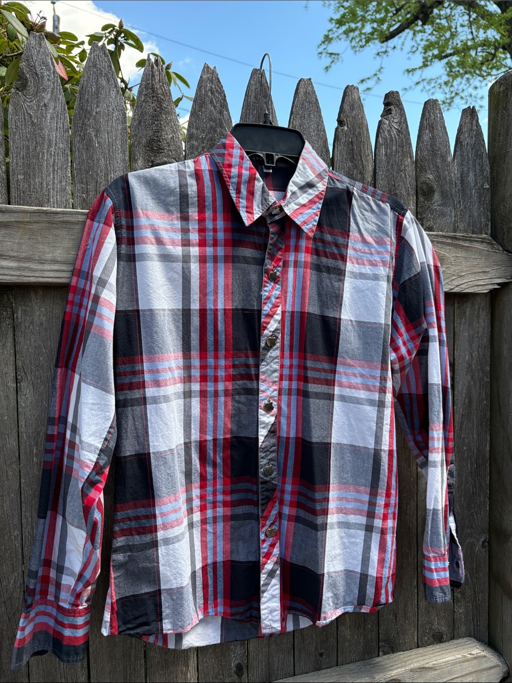 Hermes shirt with apple snap front.